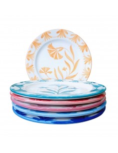 Set of 6 colourful Ceramic Dinner plates 2