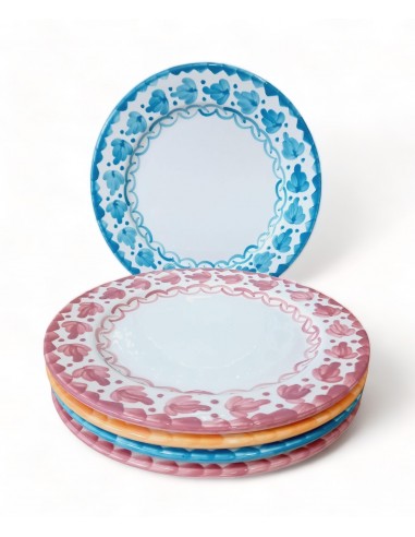 Set of 5 colourful Hojas dinner plates