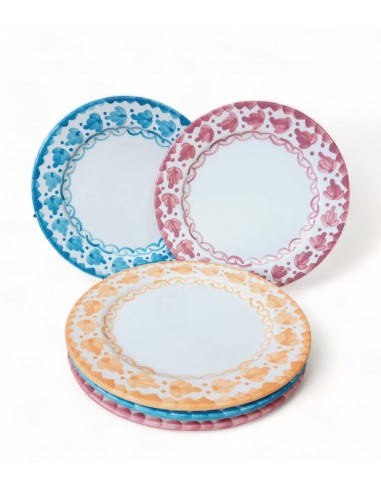 Set of 5 colourful Hojas dinner plates