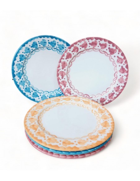 Set of 5 colourful Hojas dinner plates